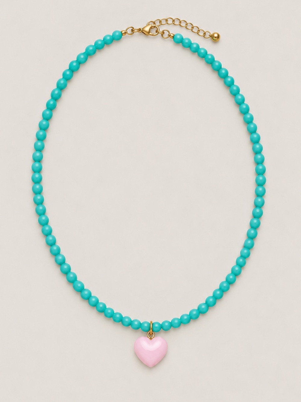 New! Turquoise Beaded Pink Heart Dopamine Necklace NWOT 4016